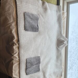 Club Monoco Cream Knit Poncho with Gray Pockets